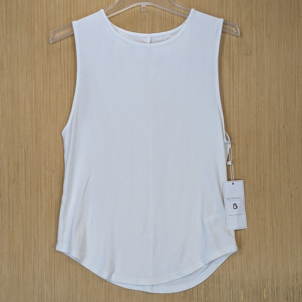 Buffbunny Collection White Sleeveless Activewear Athleisure Tank Top Medium NWT